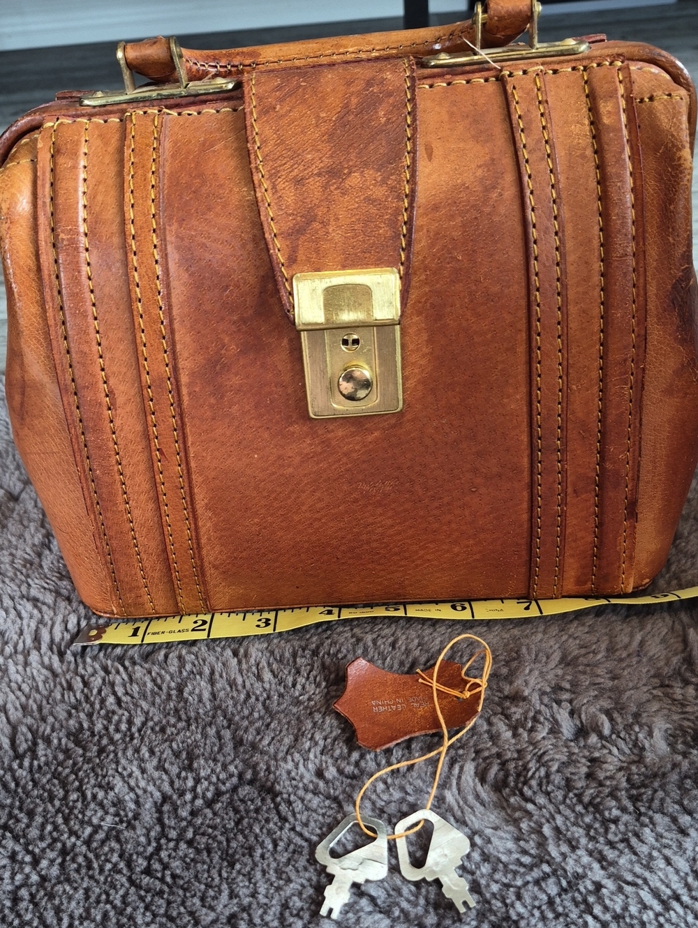 Vintage Tan Leather Dr. Style Bag
